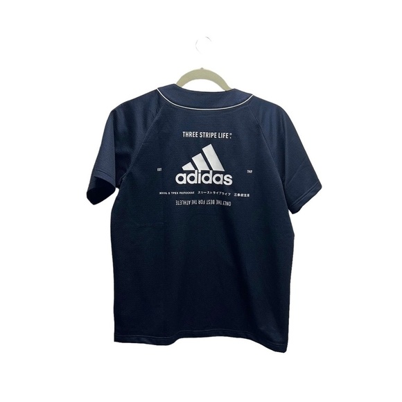 Adidas Men's Sport‎ Athletic Streetwear Jersey Blue Three Stripe - Picture 7 of 9